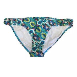 MUDD Size XL Aqua Blue Pink Yellow Batik Tribal Print Hipster Bikini Bottoms NWT